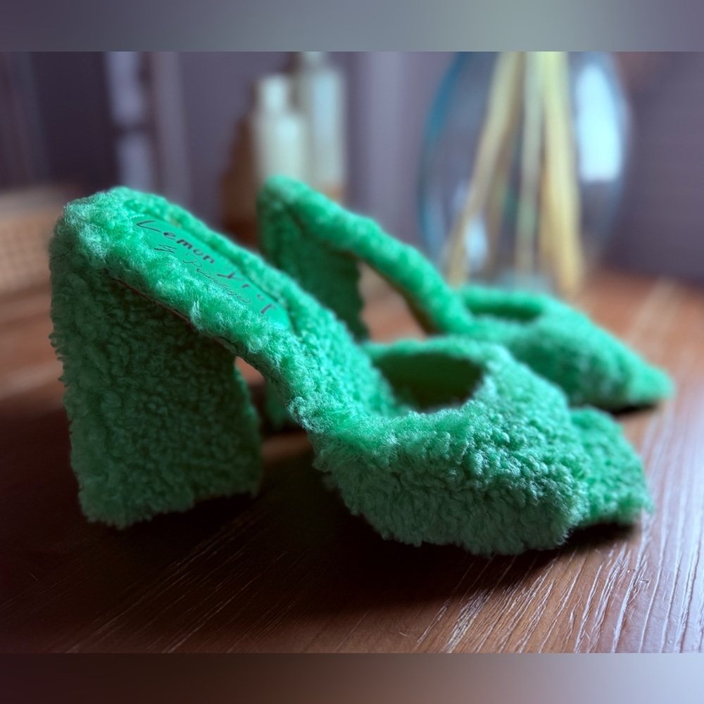 Emerald Green Fuzzy Women's Heels